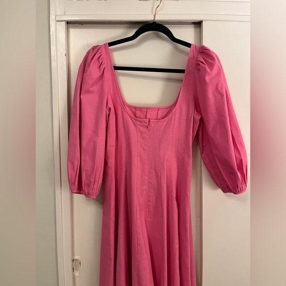 STAUD Swells Puff-Sleeve Midi Dress in Wild Orchid, Size 4 - Picture 6 of 9